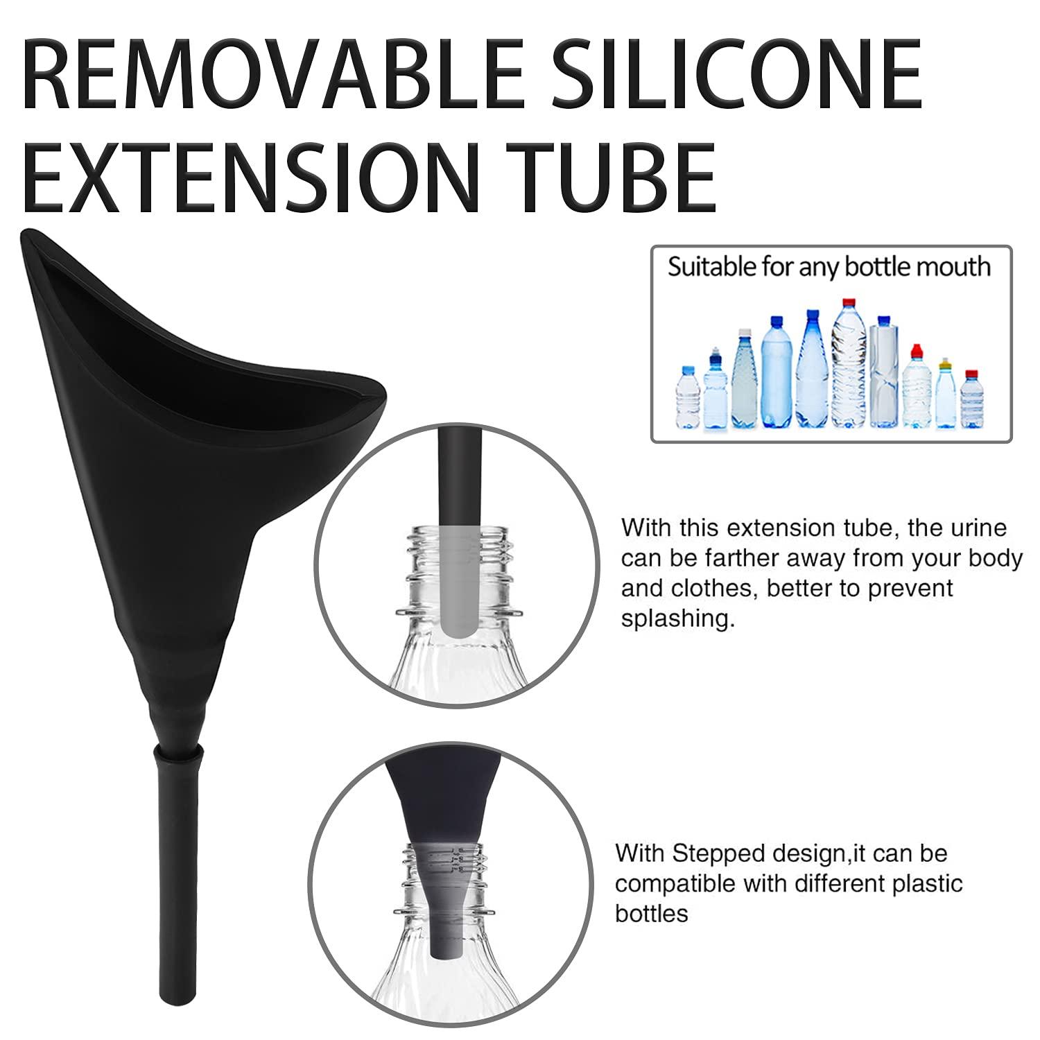 ABXLNIU ABXLNIU Female Urination Device, Portable Urinals for Women with Pee Tube, Silicone Pee Funnel for Women to Wee Standing Up Used for Car, Hiking (Black)
