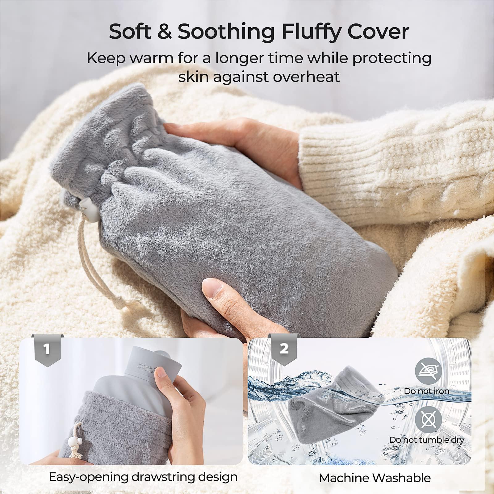 MEETRUE Microwaveable Hot Water Bottle with Cover(1 Liter), MEETRUE Innovative BPA-Free Silicone Hot Water Bottle Hot Water Bag for Pain Relief, Hot & Cold Therapies-Winter Gift for Women Children Elderly