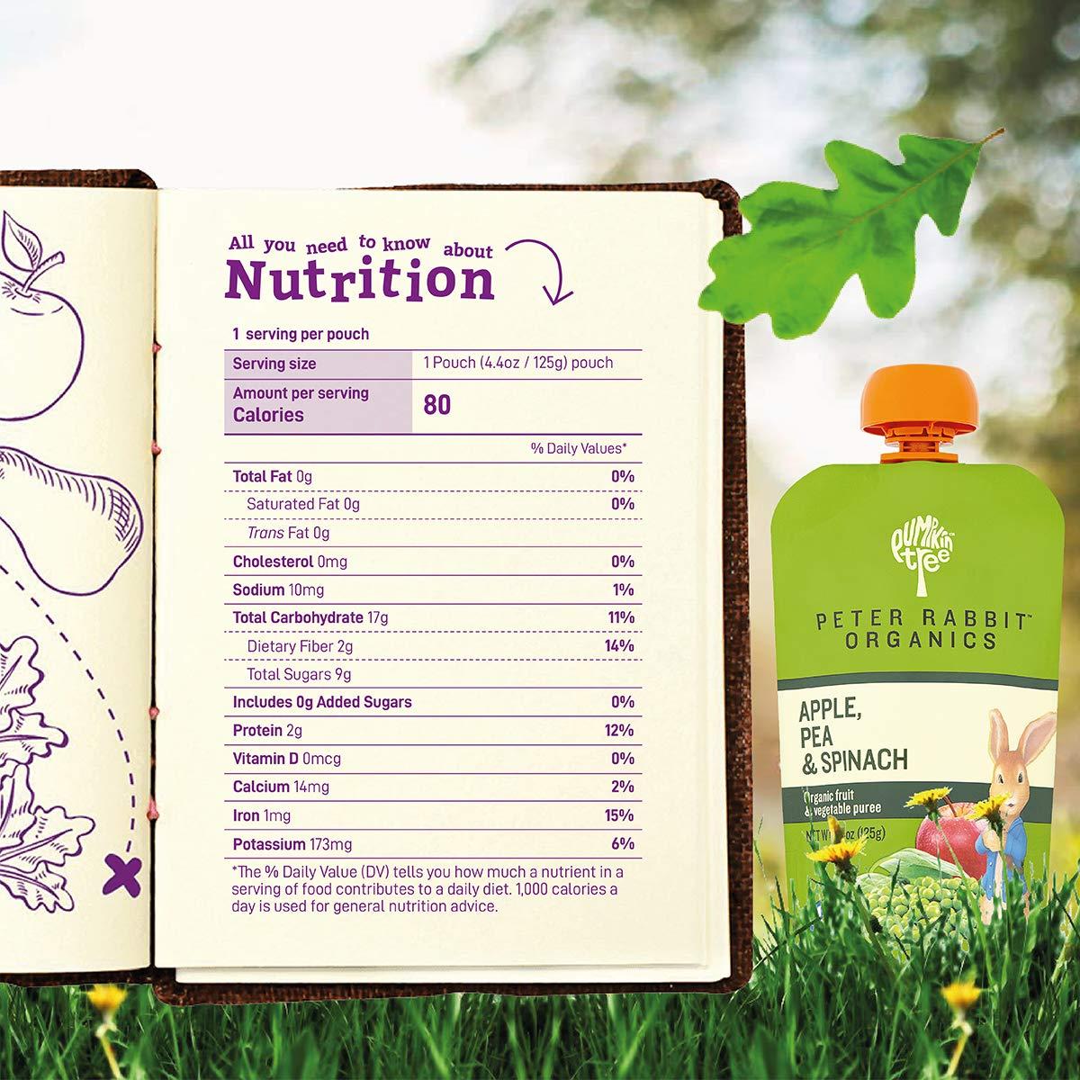 Pumpkin Tree Pumpkin Tree Peter Rabbit Organics, Pea, Spinach and Apple Puree, 4.4-Ounce Pouches (Pack of 10)