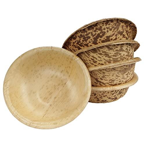 BambooMN BambooMN 5.1" Premium Bamboo Leaf Round Deep Dish Bowls, All Natural Disposable Compostable for Catering and Home Use, 100 Pieces