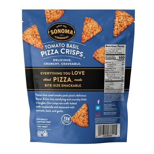 Sonoma Creamery Sonoma Creamery - Pizza Crisps, Tomato Basil, 9.5 Oz (2 Count) | Savory Snack Cracker | High Protein | Low Carb | Gluten Free | Wheat Free |Keto Friendly