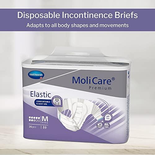 HARTMANN H MoliCare Premium Incontinence Brief, 8D - Heavy Absorbency Adult Diaper with Refastenable Tabs - Unisex, Size Medium, 26 Count, 1 Pack