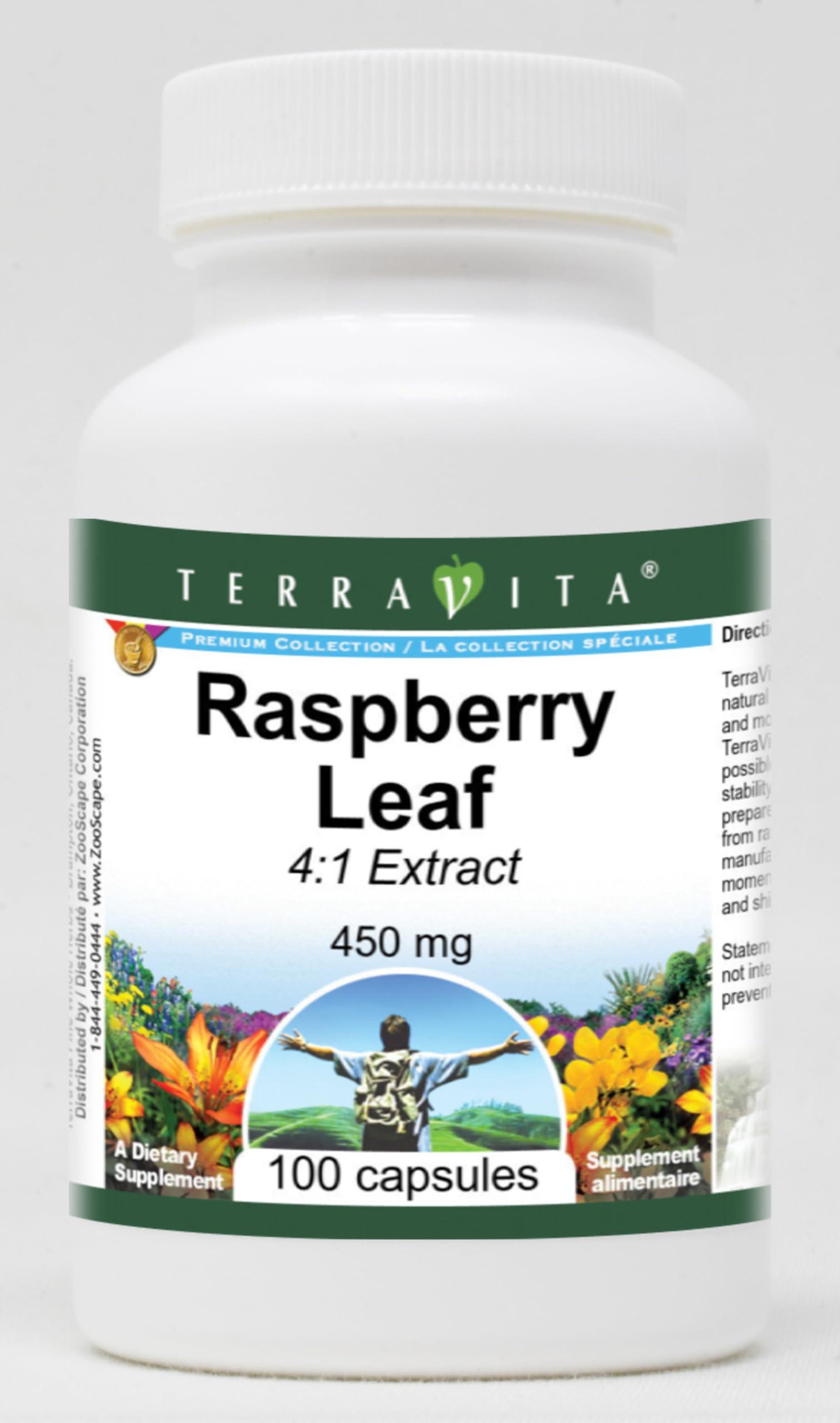 TerraVita Raspberry Leaf 4:1 Extract - 450 mg (100 Capsules, ZIN: 420560) - 2 Pack