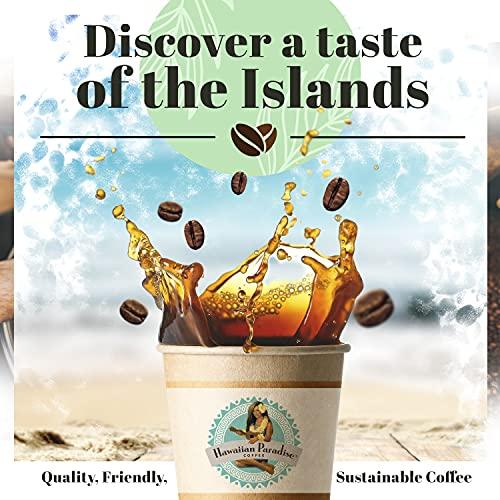 Hawaiian Paradise Coffee Hawaiian Paradise Coffee 10% Kona Dark Roast Decaffeinated -18 Count Single Serve Cups - Dark & Bold Flavor - Decaf - Compatible with Keurig K-Cup Brewers