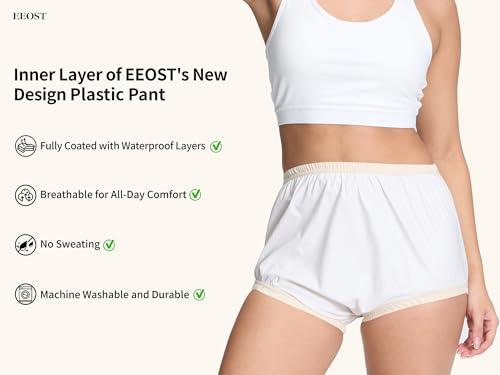 EEOST EEOST Women\'s Plastic Pants for Adult Diapers Incontinence Waterproof Cloth Diaper Cover Leakproof Rubber Underwear Alternative (Beige, XL)