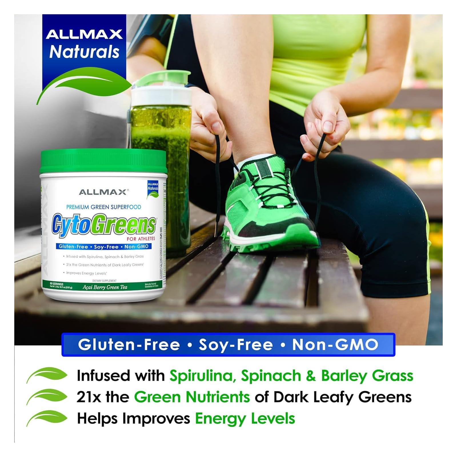 ALLMAX Nutrition ALLMAX Nutrition - Cytogreens Super Greens Powder, Infused with Spirulina, Spinach & Barley Grass, Supports Immune & Digestive Health, Gluten Free & Vegan, 60 Servings (Acai Berry Green Tea)