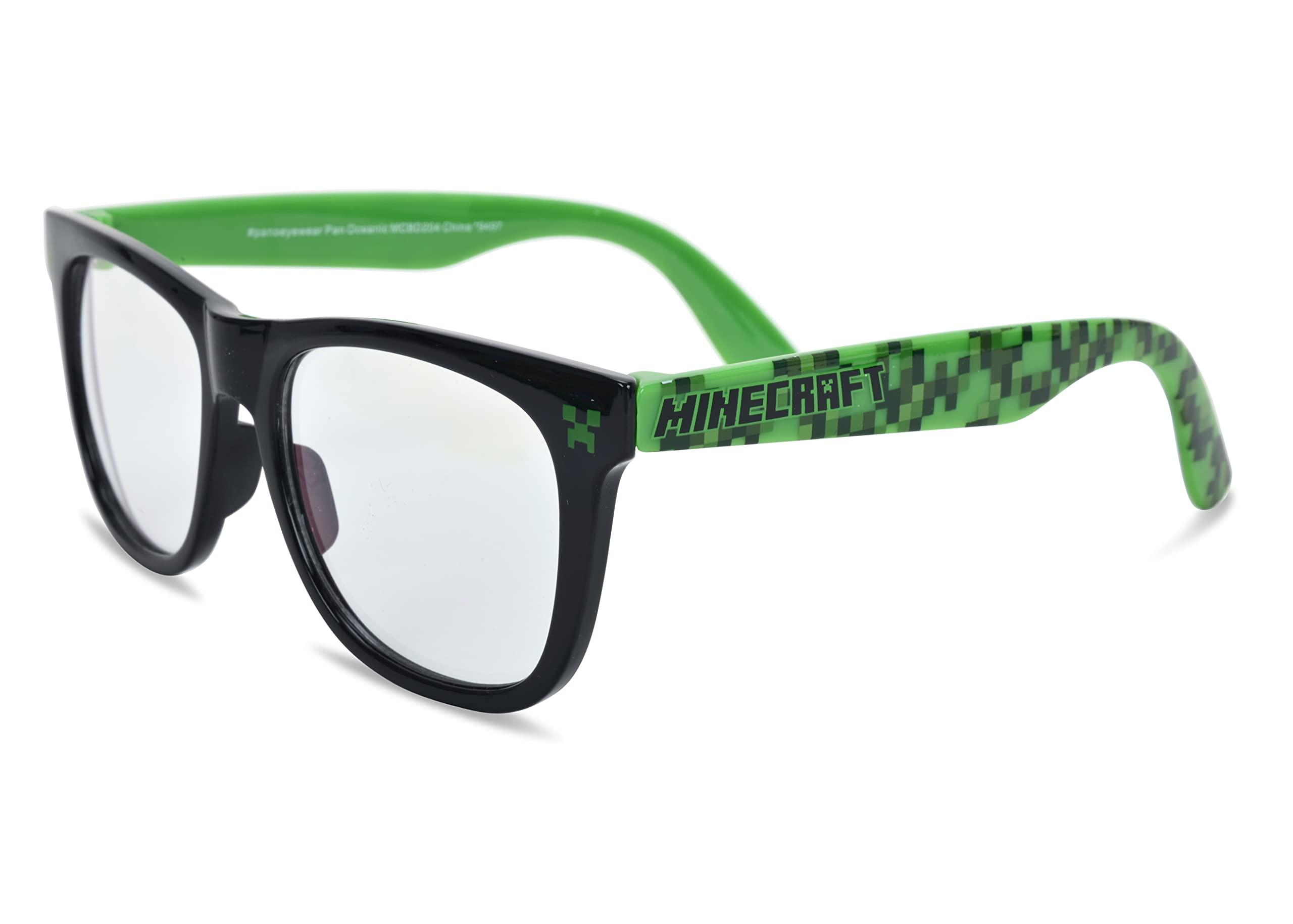 Minecraft Minecraft Blue Light Blocking Glasses with Pouch Computer Glasses and Video Gaming Eyewear Protection (Green/Black)