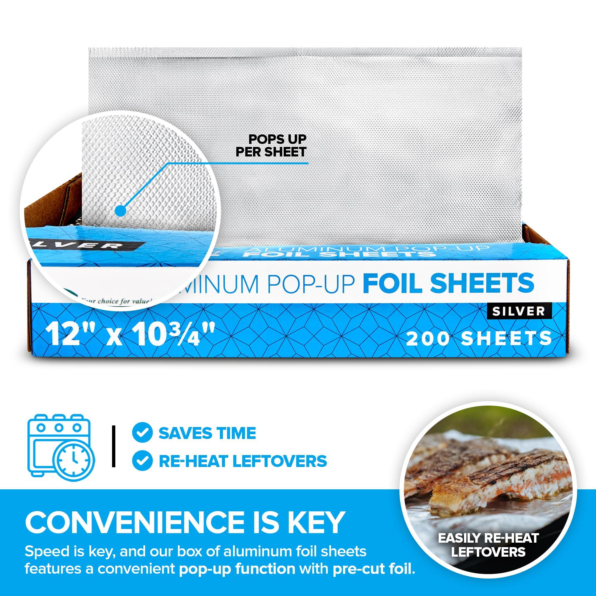 Stock Your Home 12 Ultra Heavy Duty Pop Up Deli Aluminum Foil Sheets, 500 Count Pre-Cut Foil Sheets, Heavy Duty Foil for Restaurant, Disposable Foil for Food, Tin Foil Sheets for Burrito, Hot Dog or Sandwich