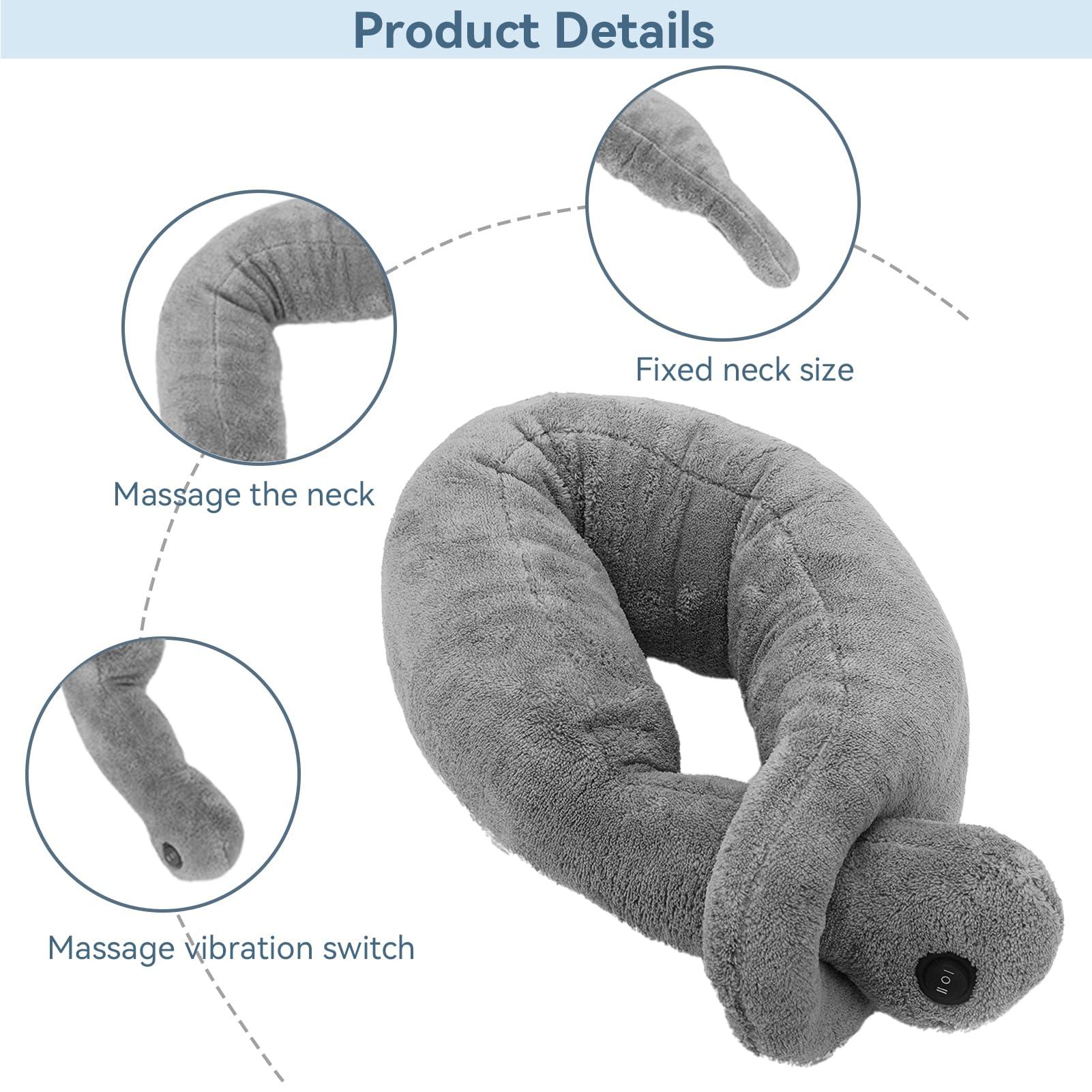 Agatige Massaging Pillow Vibrating Neck Cotton Massage Therapy Cushion for Relax Muscles Relieve Stress Grey