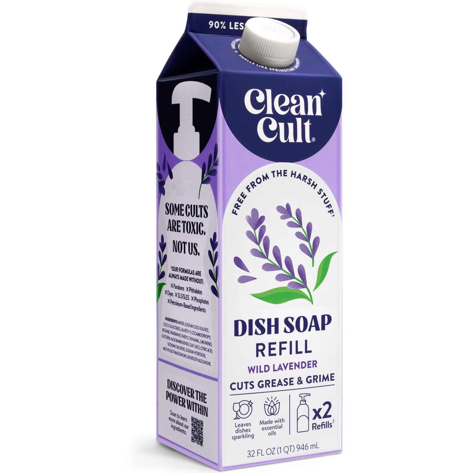 Cleancult Cleancult Dish Soap Liquid Refill (32oz, 1 Pack) - Plant Based Cleaning Power - Dish Soap that Cuts Grease & Grime - Free of Harsh Chemicals - Uses 90% Less Plastic - Wild Lavender