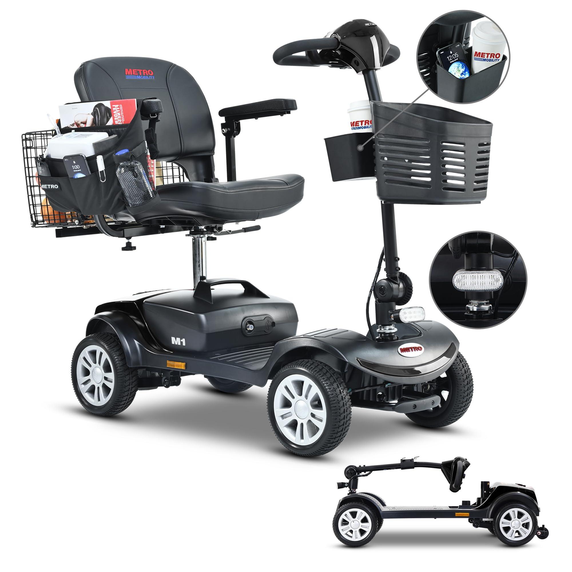 MWrouqfur Folding Mobility Scooter for Seniors 4 Wheel Scooter for Adults Electric Medical Scooter Compact for Foldable in Boot Trunk for Traveling with Seniors (Green)