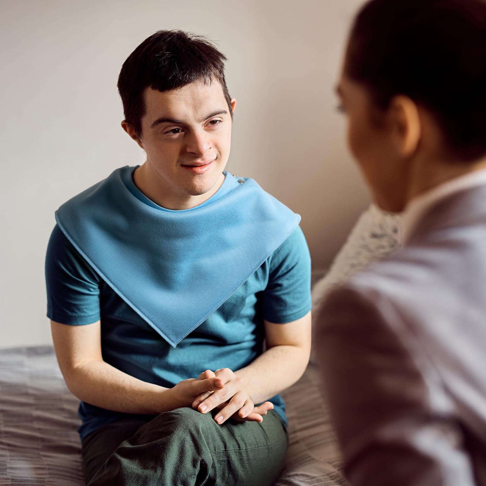 BozenTek Adult Drool Bib for Special Needs, 3 Pk Soft Absorbent Large Bandana Bibs Set for Kids 4+, Men Women, Teens & Adults, Special need bibs for Teens, Washable adult drool bibs