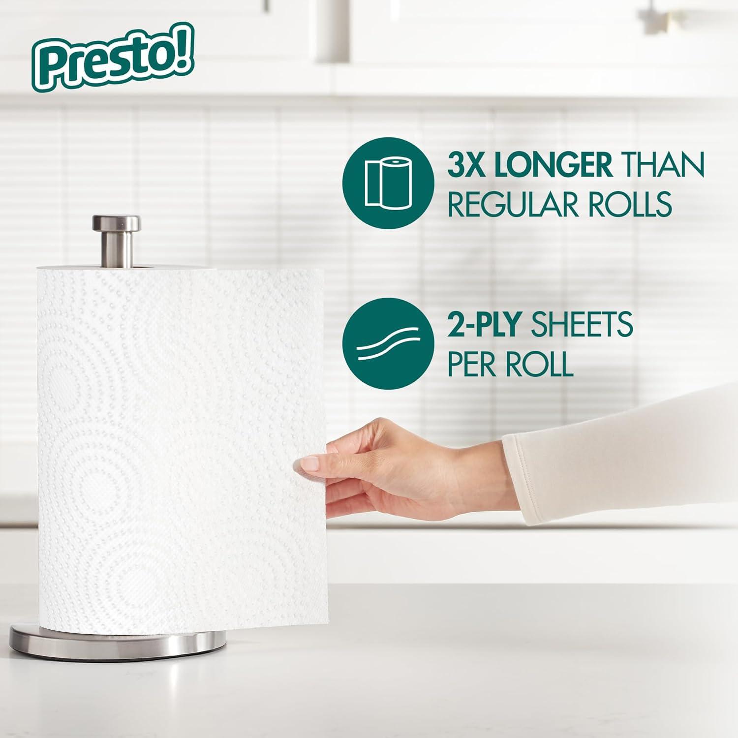 Presto! Amazon Brand - Presto! Flex-a-Size Paper Towels, 128 Sheet Family Roll, 2 Rolls (1 Packs of 2), 256 count, White