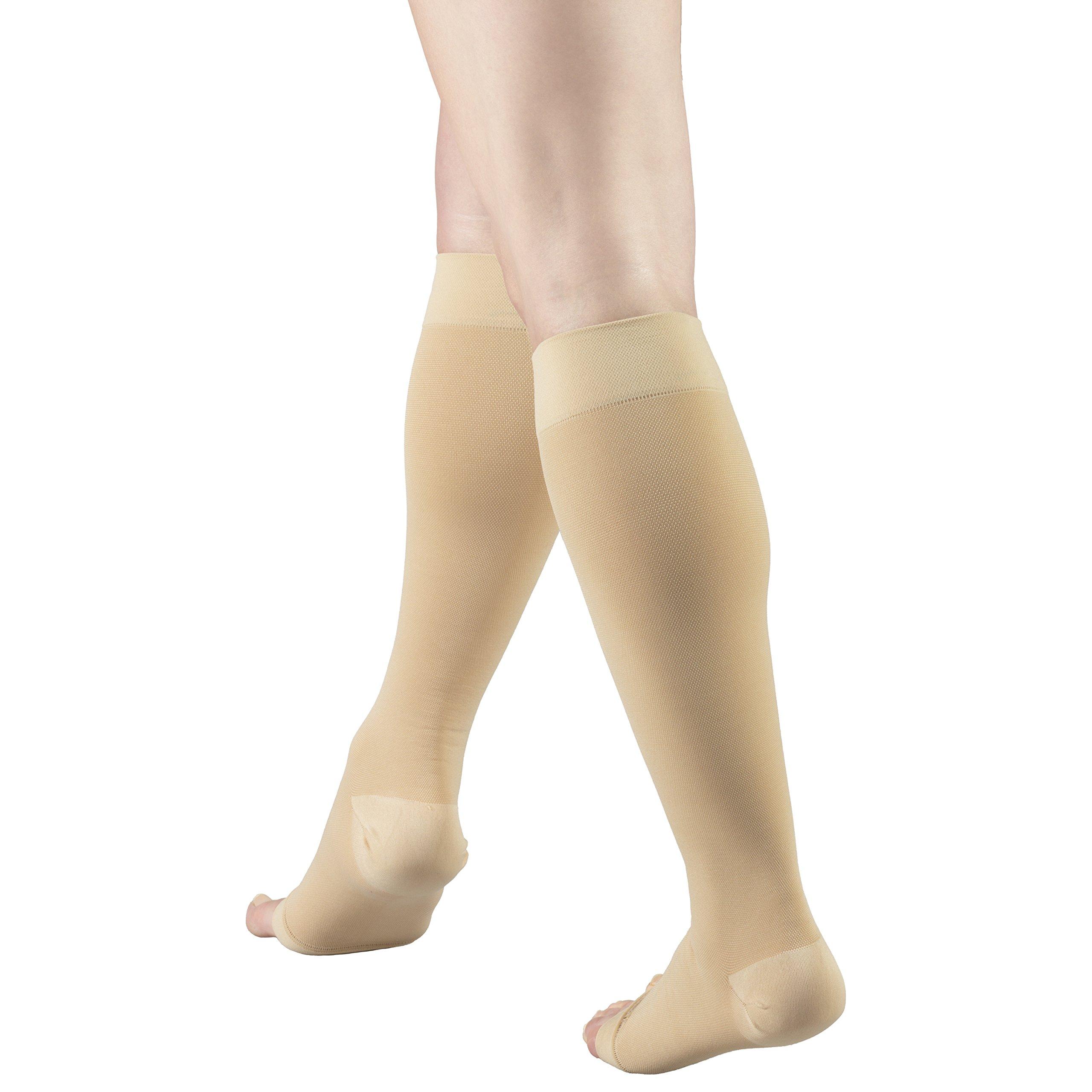 Truform Truform Compression 20-30 mmHg Knee High Open Toe Stockings Beige, X-Large - Short, 2 Count (0865S-XL 2PK)