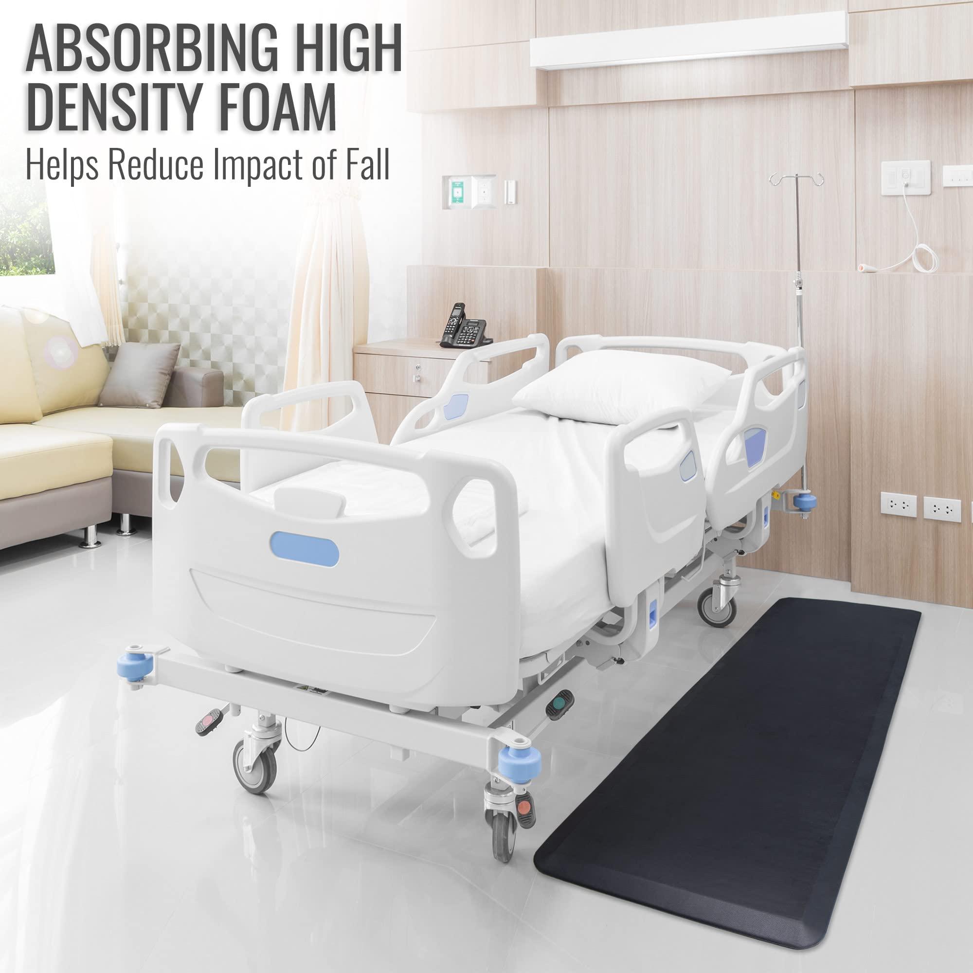 DMI Extra Large Bedside Fall Protection Mat, Safety Mat for Elderly and Disabled, Non-Slip Grip with Anti-Trip Beveled Edges, 70\"x 24\"x .5, Black