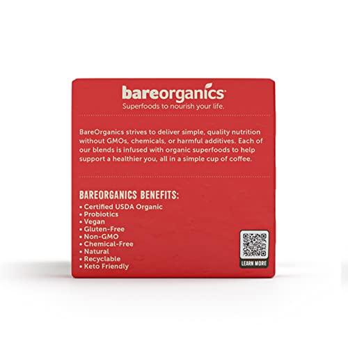 BareOrganics BareOrganics 13313 Cardio Care USDA Organic Coffee Pods, Keurig K-Cup Compatible Organic Coffee Pods, Infused with Superfoods & Probiotics, Vegan Friendly, Gluten Free, 10 Single Serve Cups