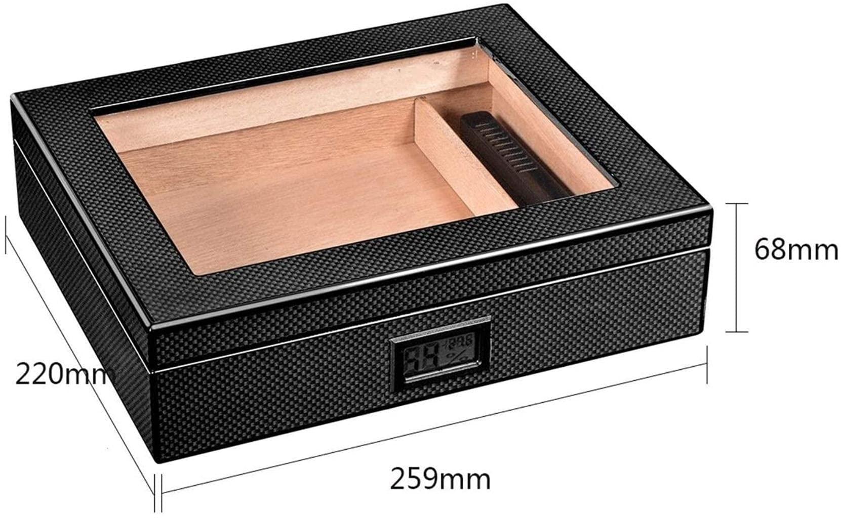 HongLianRiven HongLianRiven Cigar Box Humidor Classic Cigar Box with Digital Hygrometer and Humidifier Glass Top Cigar Cabinet