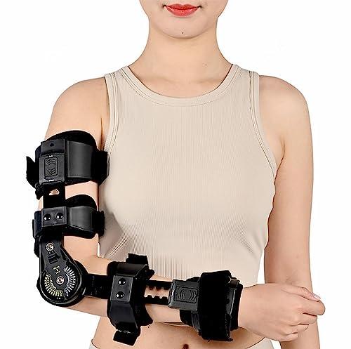 LoKori Adjustable ROM Hinged Elbow Brace Post OP Elbow Brace with Shoulder Sling Stabilizer Hand Splint Arm Injury Recovery Support After Surgery Orthosis Orthotics,Left