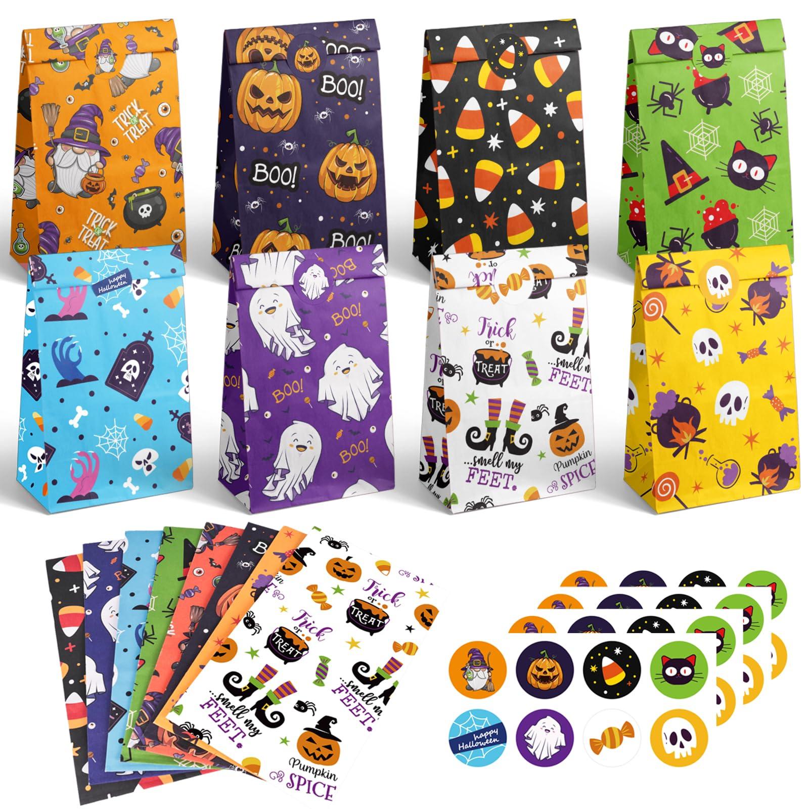 Elunpoe Elunpoe 32pcs Halloween Treat Bags Goodie Bags, Candy Bags for Trick or Treat, Perfect Halloween Party Favor Paper Bags for Snacks, Gift Bags, and Party Supplies