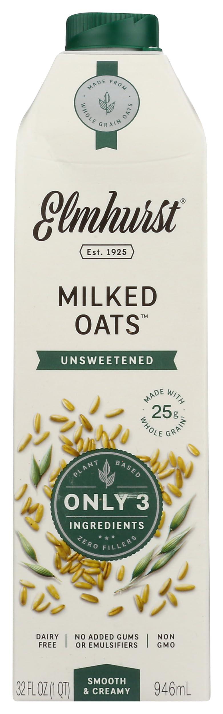 Elmhurst ELMHURST Unsweetened Oat Milk, 32 FZ
