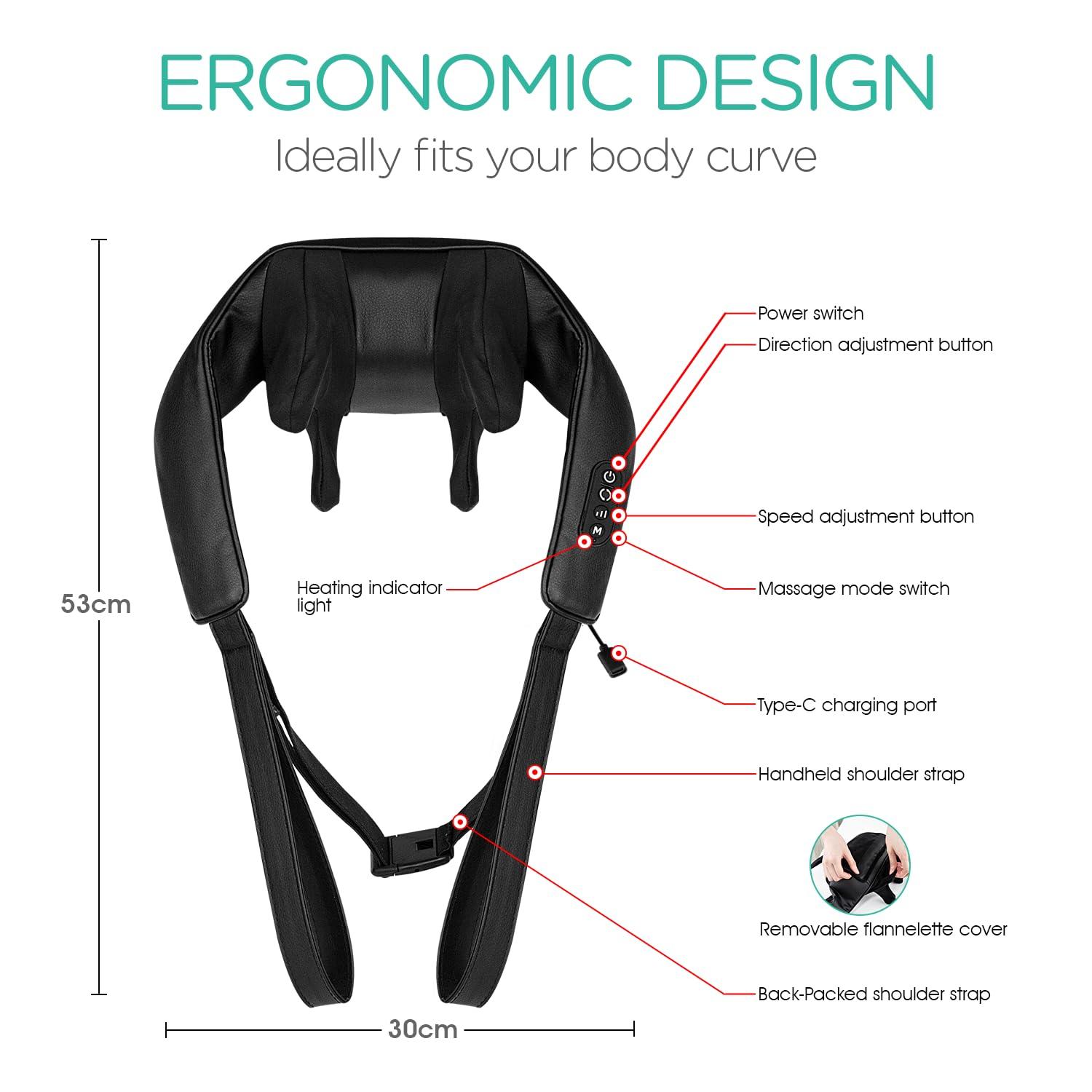 VOYOR-HEALTH VOYOR-HEALTH Neck Massager with Heat, Electric Shiatsu Shoulder Massager for Pain Relief, Cordless Deep Tissue 4D Kneading Massage for Neck, Traps, Back and Leg, Gifts for Men Women Dad Mom PJ101