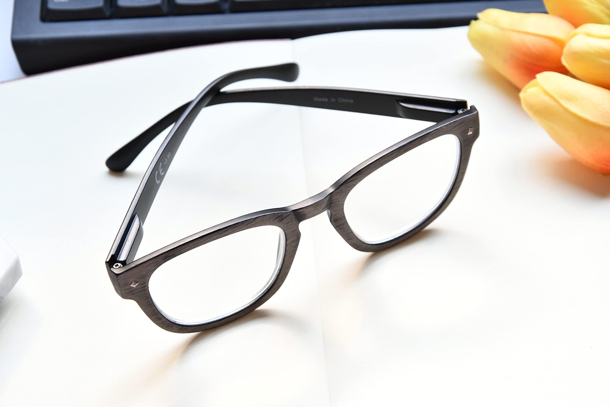 Eyekepper Eyekepper Reading Glasses Professor Vintage Stylish Square Oversized Readers Men Women Anti-Grey +2.0