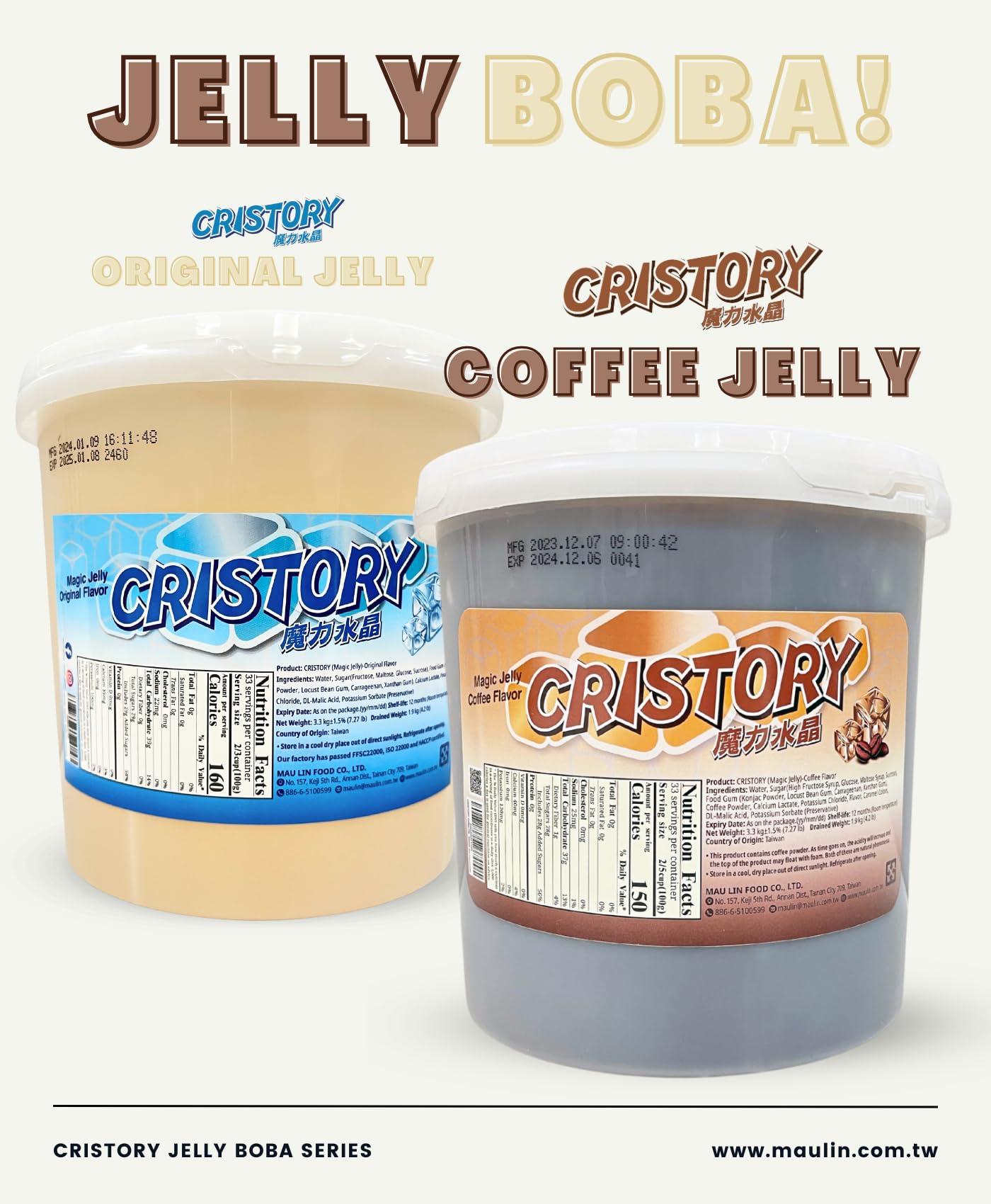 CRISTORY CRISTORY Coffee Jelly Jar (7.27 lbs), Authentic Arabica Coffee, Pre-Sweetened and Ready To Serve, 100% Gluten Free & Fat Free, Vegan Friendly, Bubble Tea, Toppings for Beverage & Desserts