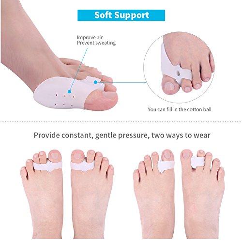 AYNEFY AYNEFY Half Toe Sleeves, 3 Pair Comfortable Gel Bunion Toe Pads and 1 Pair Protective Gear for Foot Beauty (L)