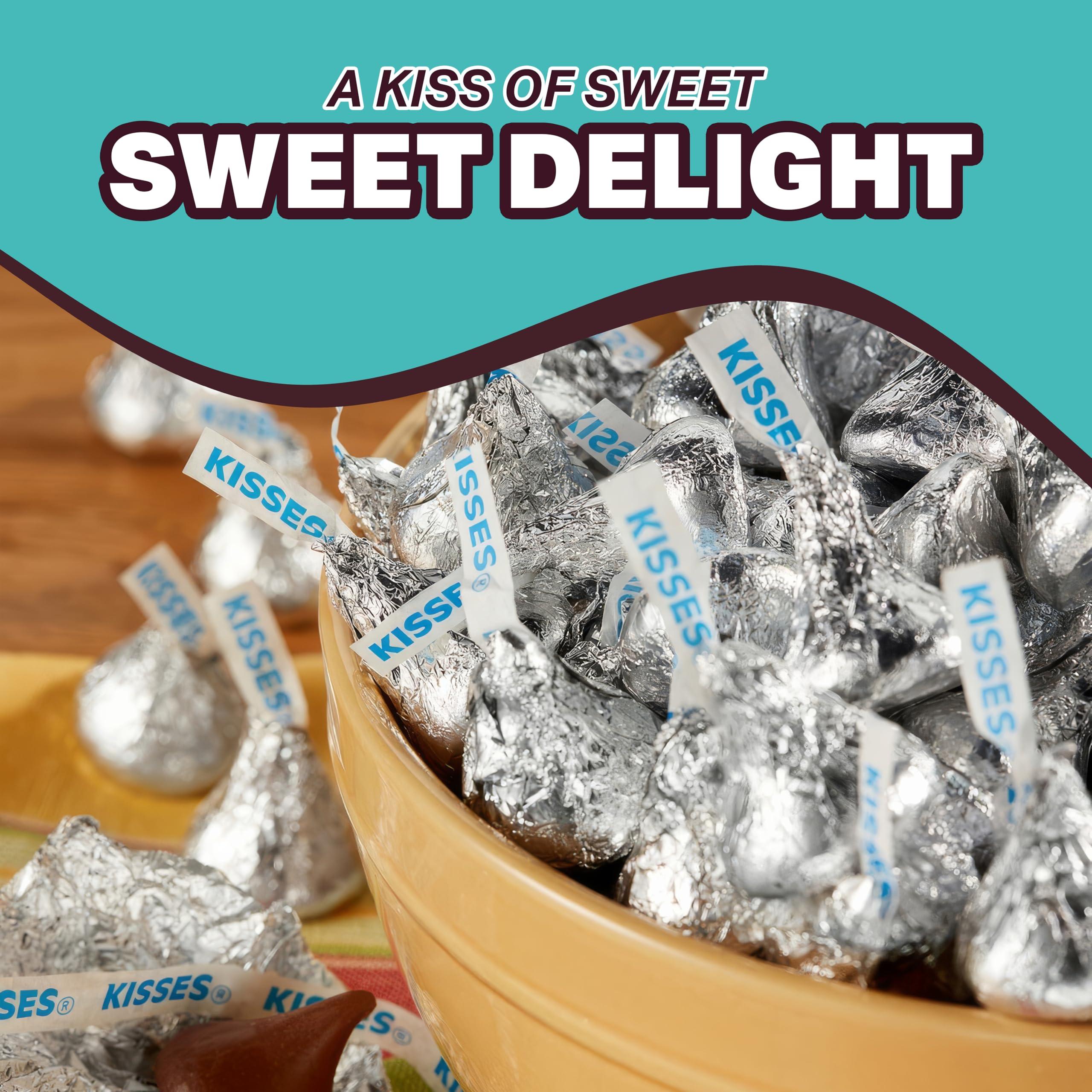 CHAIN & JO SWEETS Hershys Kisses Silver Foiled Classic Milk Chocolate - 4 Pounds approx 400 pieces of Chocolate Candy Individually Wrapped - Ideal for Snacking and Sharing wit Family & Friends - Halloween Candy, Bulk Candy Individually Wrapped, Chocolate Candy Ideal f