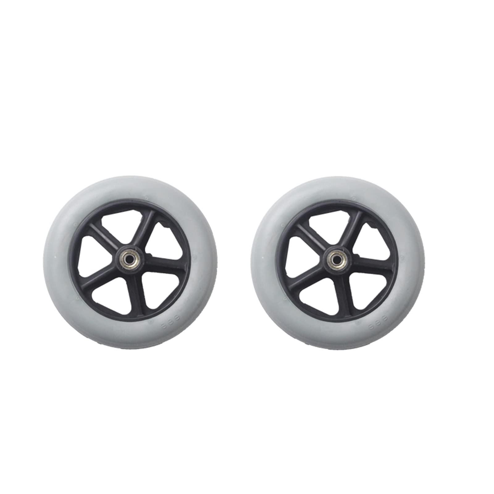 Wheelchair wheels Wheelchair wheels Non-Slip Rubber Casters PU Tires Gray and Black, A Pair of 15cm, 17cm, 19cm in Diameter, Black and Gray, Wear-Resistant and Non-Slip (Color : Gray, Size : 17cm)