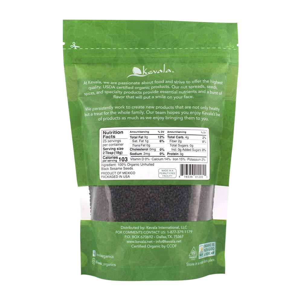 kevala Kevala Organic Black Sesame Seeds 16 oz 1 lb Raw Black Sesame Seeds Sesame Seeds Black Organic Black Seeds Organic Unhulled Sesame Seeds