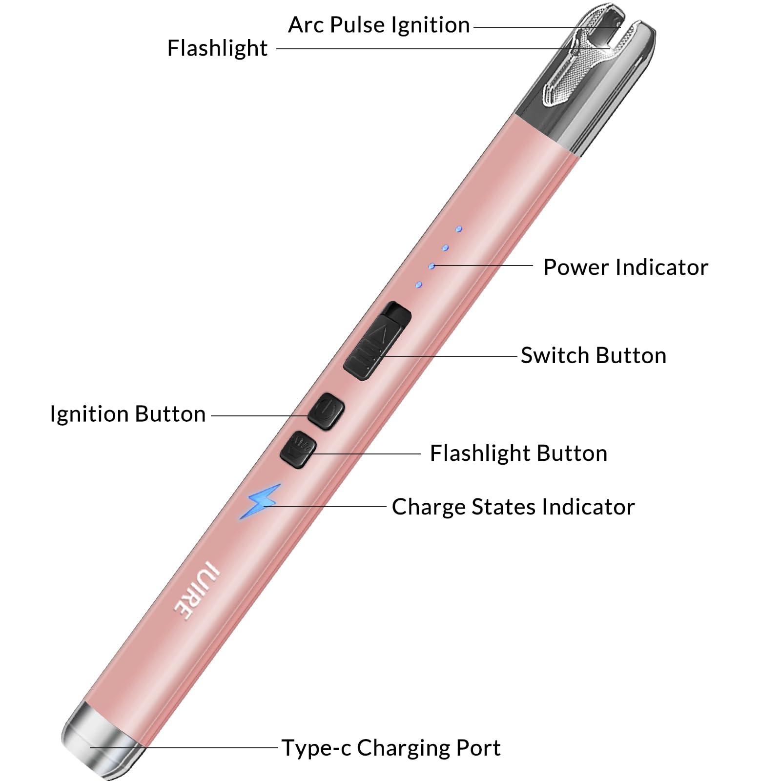 IUIRE IUIRE Electric Candle Lighter USB C Plasma Arc Lighter Rechargeable Windproof Flameless (3 Pack - Rosegold)