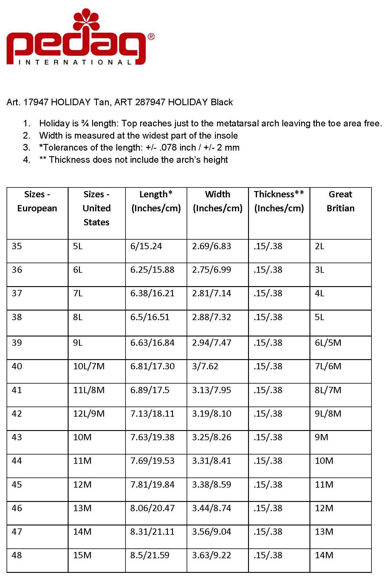 pedag Pedag Holiday | 3/4 Length Sheepskin Orthotic Inserts | Handmade in Germany | Arch Support | Metatarsal Pad | Heel Cushion | Fits Low Profile Tight Shoes | Black | 1 Pair | US Women 6 / EU 36