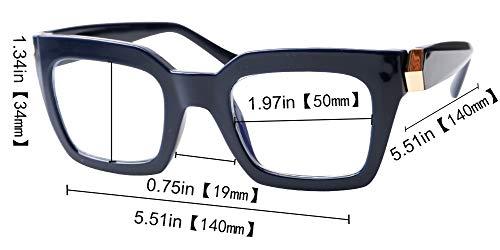 SOOLALA SOOLALA Unisex Anti-Blue Light Reading Glass Square Computer Eyeglass Frame, BlueRed, 2.0