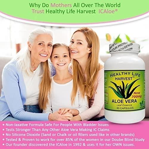 Healthy Life Harvest Healthy Life Harvest ICAloe Capsules - IC Supplements, Non-GMO, Interstitial Cystitis for 30 Years- Vegetarian - Each bottle has 90 - 700mg caps