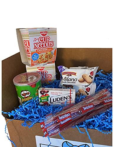 JustForYouBox Get Well Gift Package Sick Bundle Mug with Tea Emergen-C Apple Cider Hot Cocoa Ramen and Assorted Snacks Box College Gifts Get Well Soon