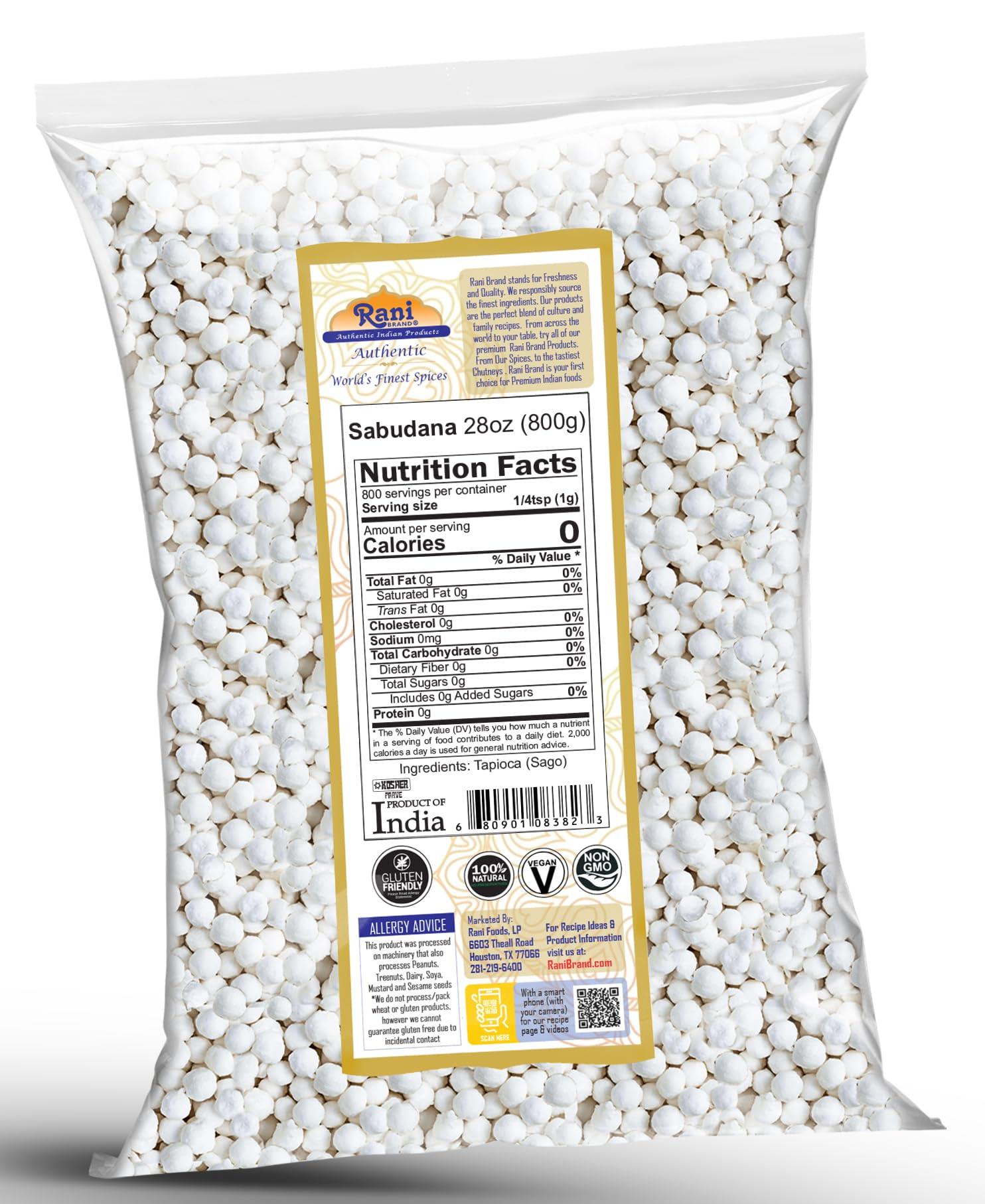 Rani Brand Authentic Indian Products Rani Sabudana (Tapioca / Sago) Pearls 28oz (800g) ~ All Natural | Vegan | No Colors | NON-GMO | Indian Origin