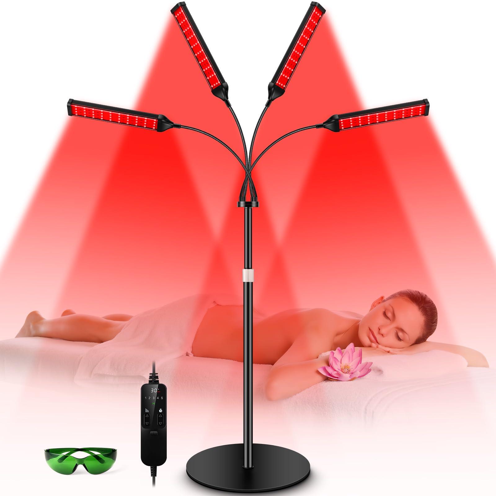 Viconor Viconor Red Light Therapy Lamp,4 Head Infrared Light Therapy for Body Device with Adjustable Stand-660nm Red Light850nm Near Infrared Light Therapy Device for Face,Body,Pain,Skin at Home