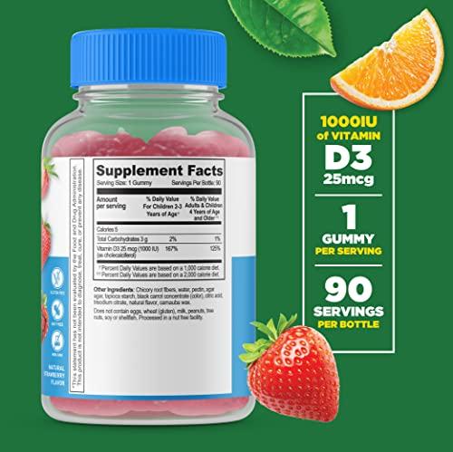Lifeable Lifeable Sugar Free Preciotic Fiber Kids + Vitamin D Kids, Gummies Bundle - Great Tasting, Vitamin Supplement, Gluten Free, GMO Free, Chewable Gummy