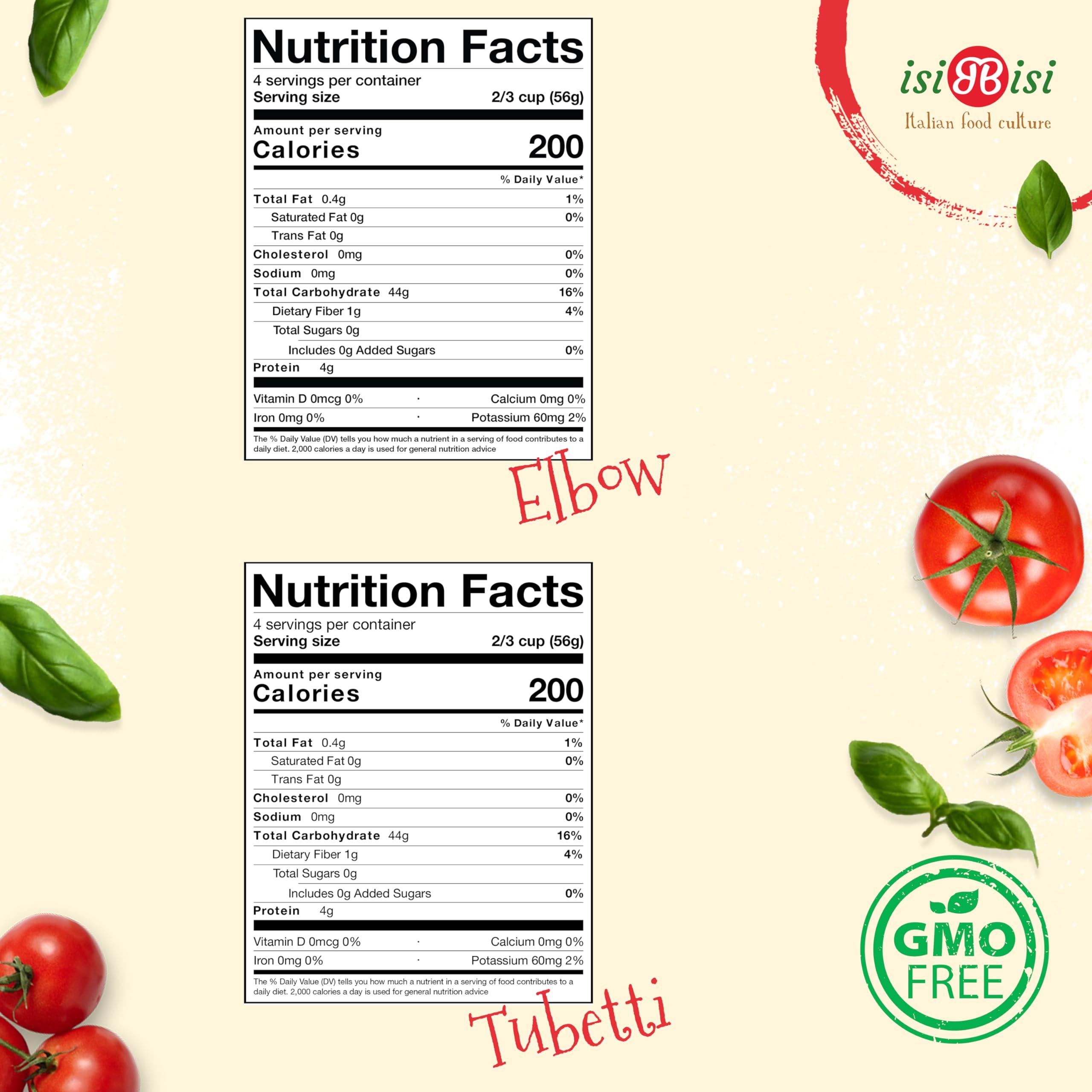 isiBisi isiBisi Gluten Free 3-Pack Elbow Macaroni and 2-Pack Tubetti Pasta Organic Pasta Noodles Made With Corn and Rice Flour Healthy, Authentic Italian Pasta Vegan, Non-GMO, Made in Italy