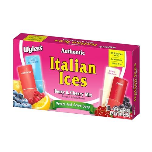 Wyler\'s Light Wyler\'s Authentic Italian Ices Berry and Cherry Mix - Pack of 2-20 Total Bars - Freeze and Serve Bars - Cherry, Strawberry, Berry Lemonade, and Blue Raspberry