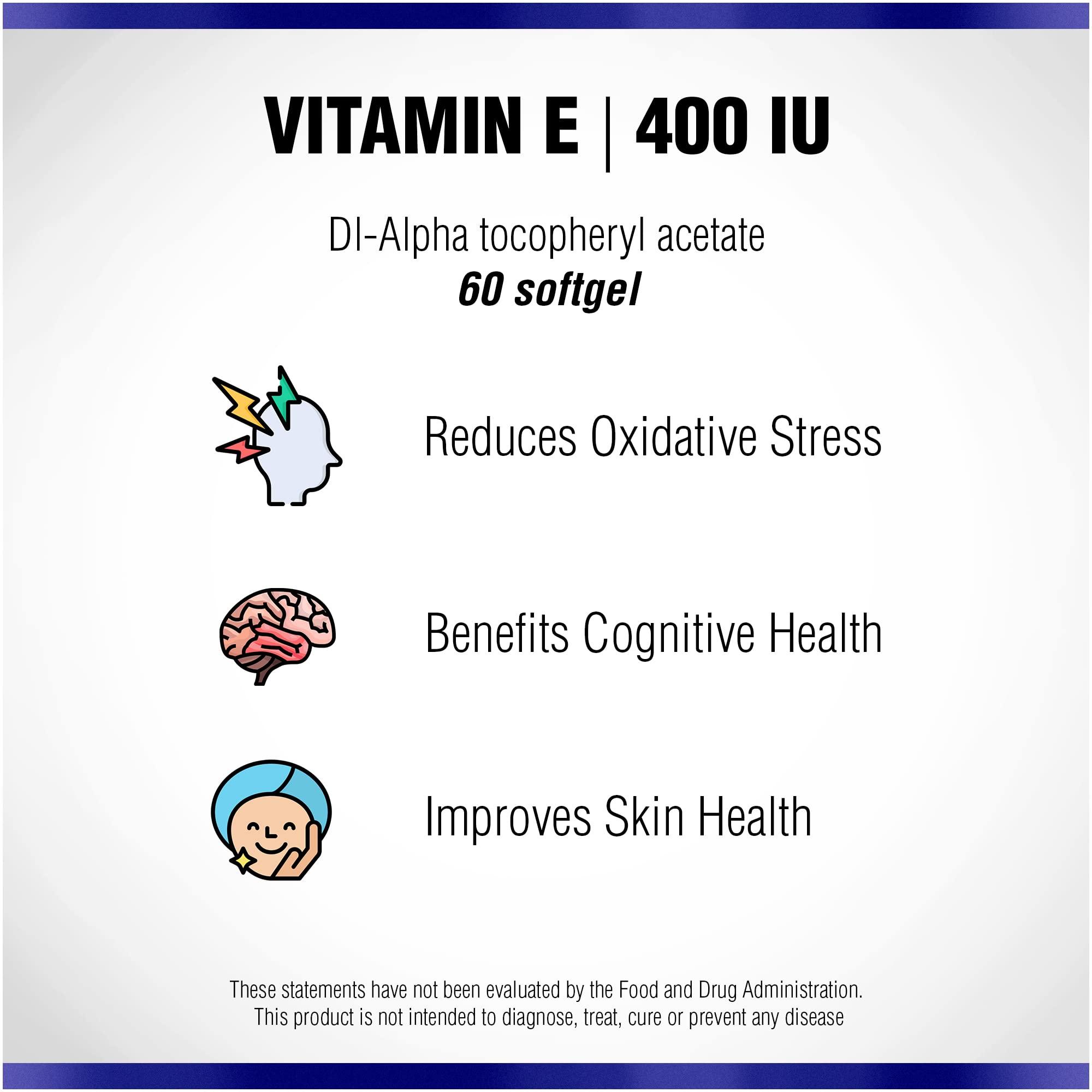 Natural Systems Naturasys Vitamin E 60 Softgels 400 IU by Natural Systems - Vitamin E Supplements Immune System Support * - Vitamin E Softgels Skin Care - Natural Vitamin E Non-Sugar, Non-Artificial Flavors or Preservatives