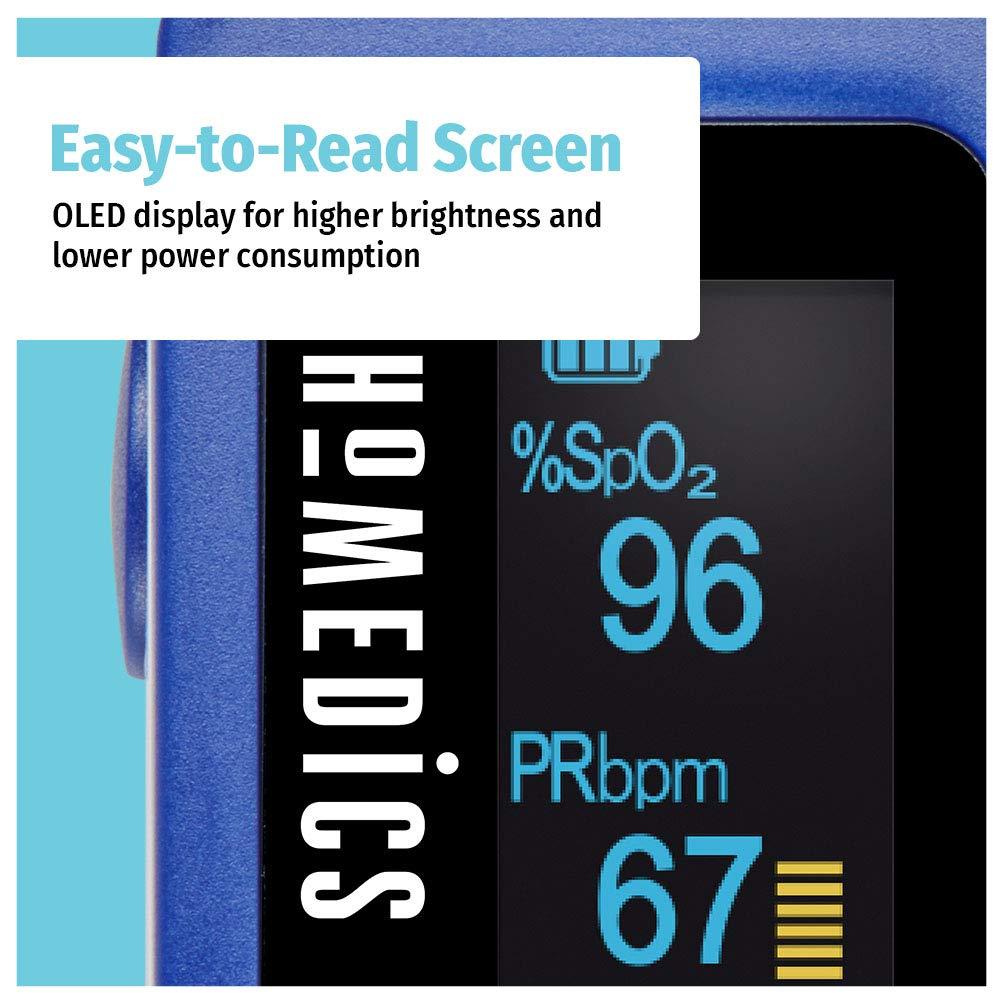 Homedics HoMedics Pulse Oximeter, Blood Oxygen Saturation Monitor with Easy One-Touch Operation, Fingertip Oximeter for Measuring Blood Oxygen and Pulse Rate