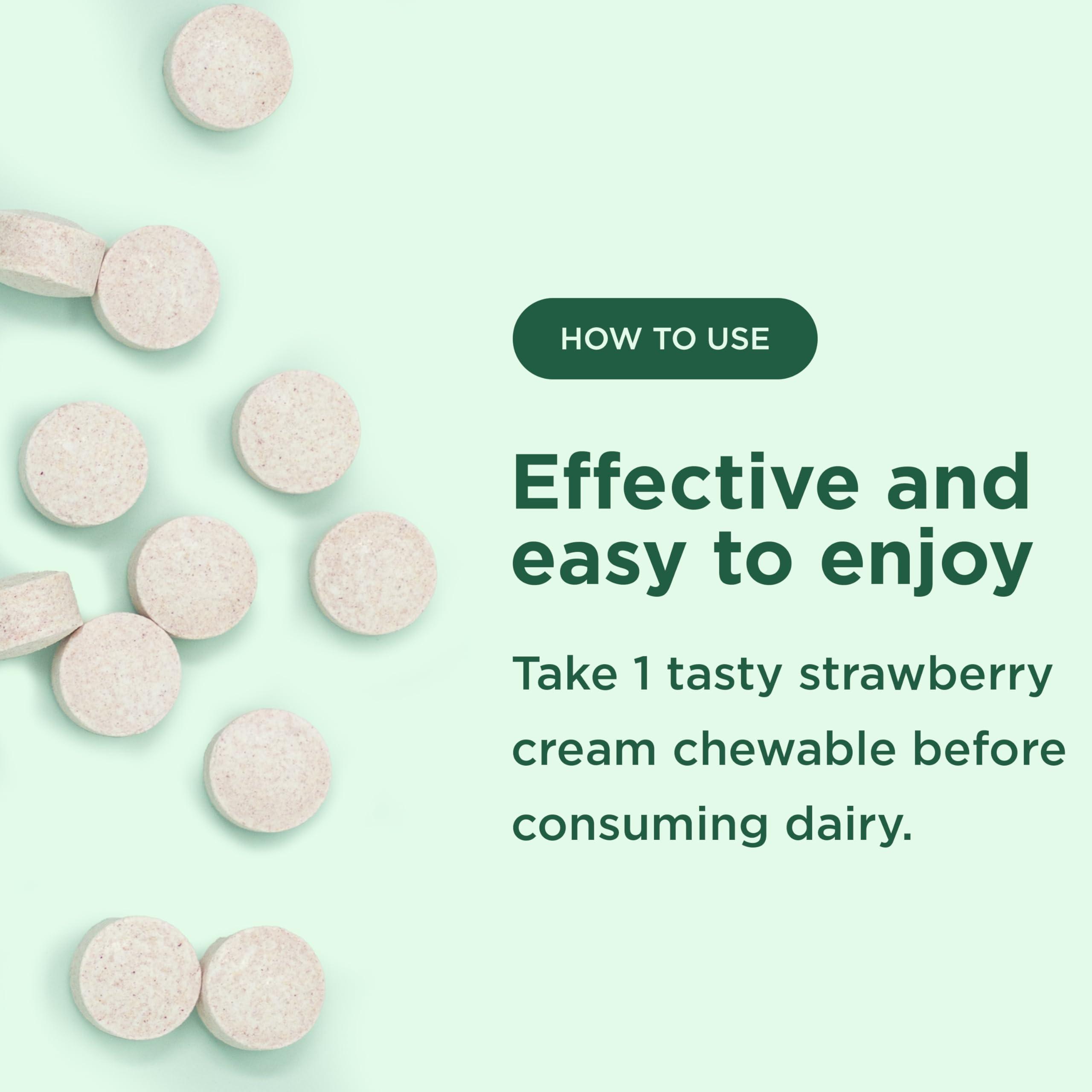 Yuve Fast Acting Dairy Relief Chewables - Natural Lactase Enzyme 9000 FCC - Say Goodbye to Dairy Discomfort - Dairy Pills for Lactose Intolerance Pills Chewable - Delicious Strawberry Cream Flavor - 30ct