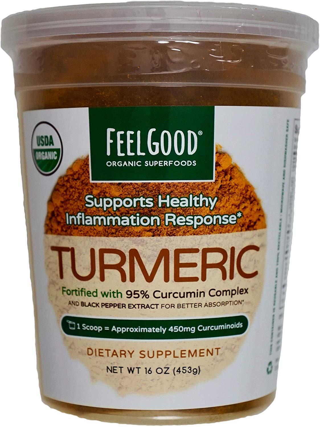 FEELGOOD Erectogen Feel Good USDA Organic Turmeric Powder, 16 Ounces