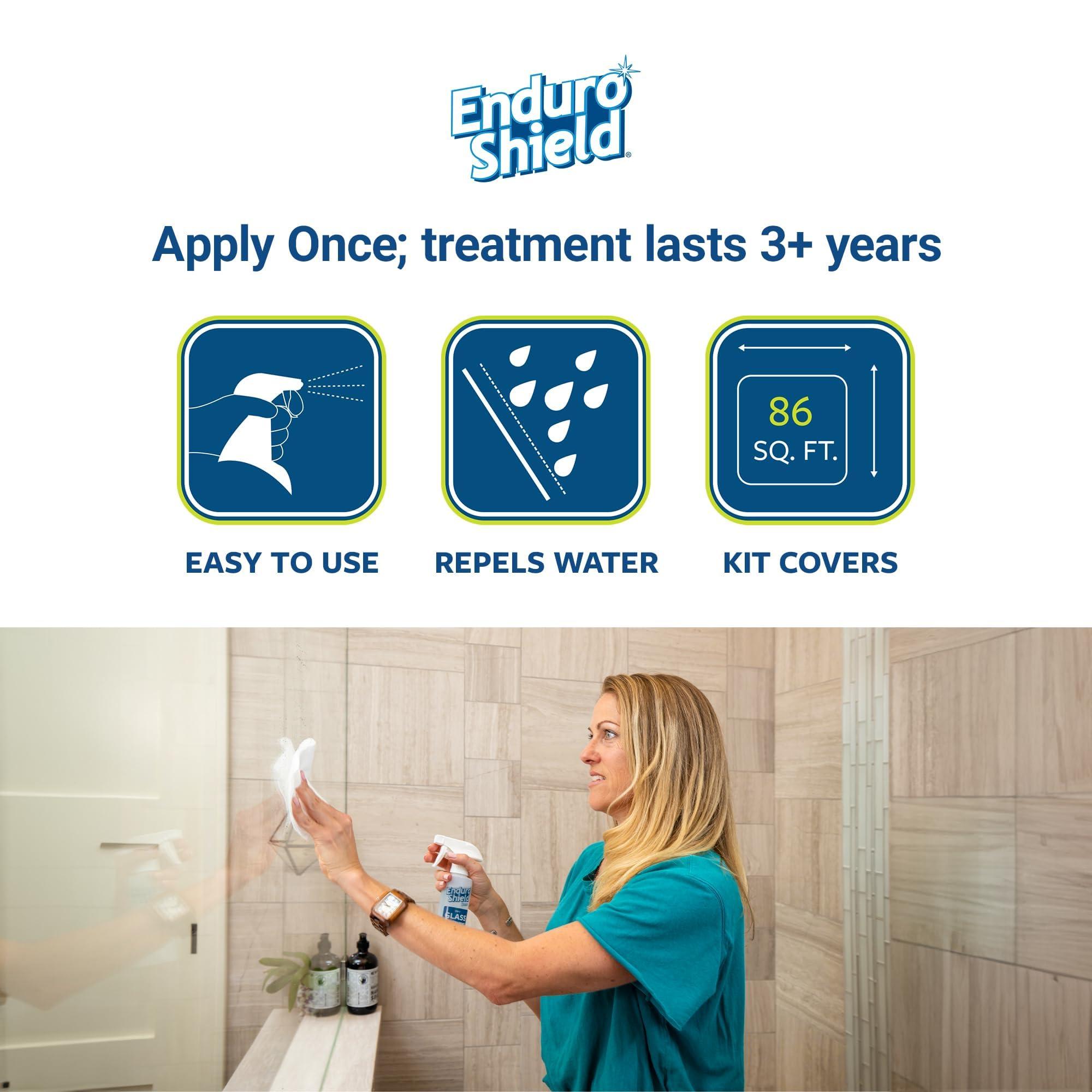 EnduroShield EnduroShield Glass Treatment Kit - Advanced Protection for Glass Surfaces - Repels Soap Scum, Grime & Dirt Without Harsh Chemicals - 4.2 fl oz