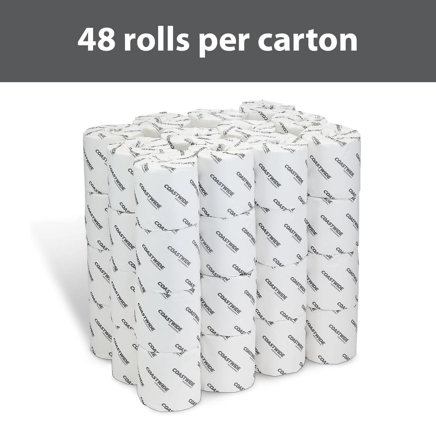 COASTWIDE Coastwide Recycled Toilet Paper Rolls, 2-Ply, 350 Sheets Per Roll (48 Individually Wrapped Toilet Paper Rolls Per Carton)