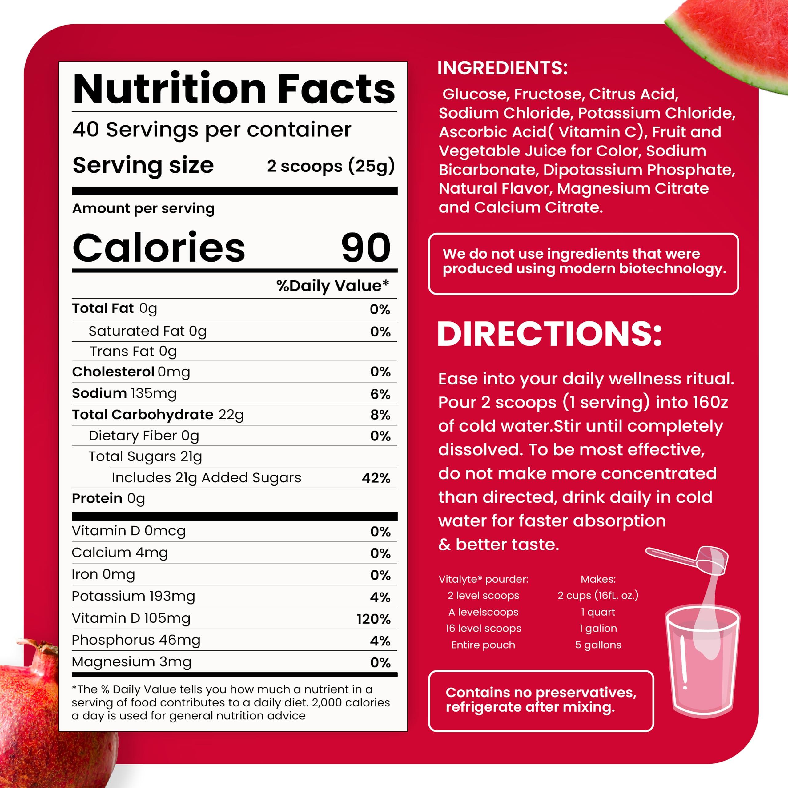 Vitalyte Vitalyte Electrolyte Powder Drink Mix, Isotonic Electrolyte Hydration Mix, Gluten Free Post Workout Powder Mix, Pack of 1, 35 oz., Fruit Punch Flavor