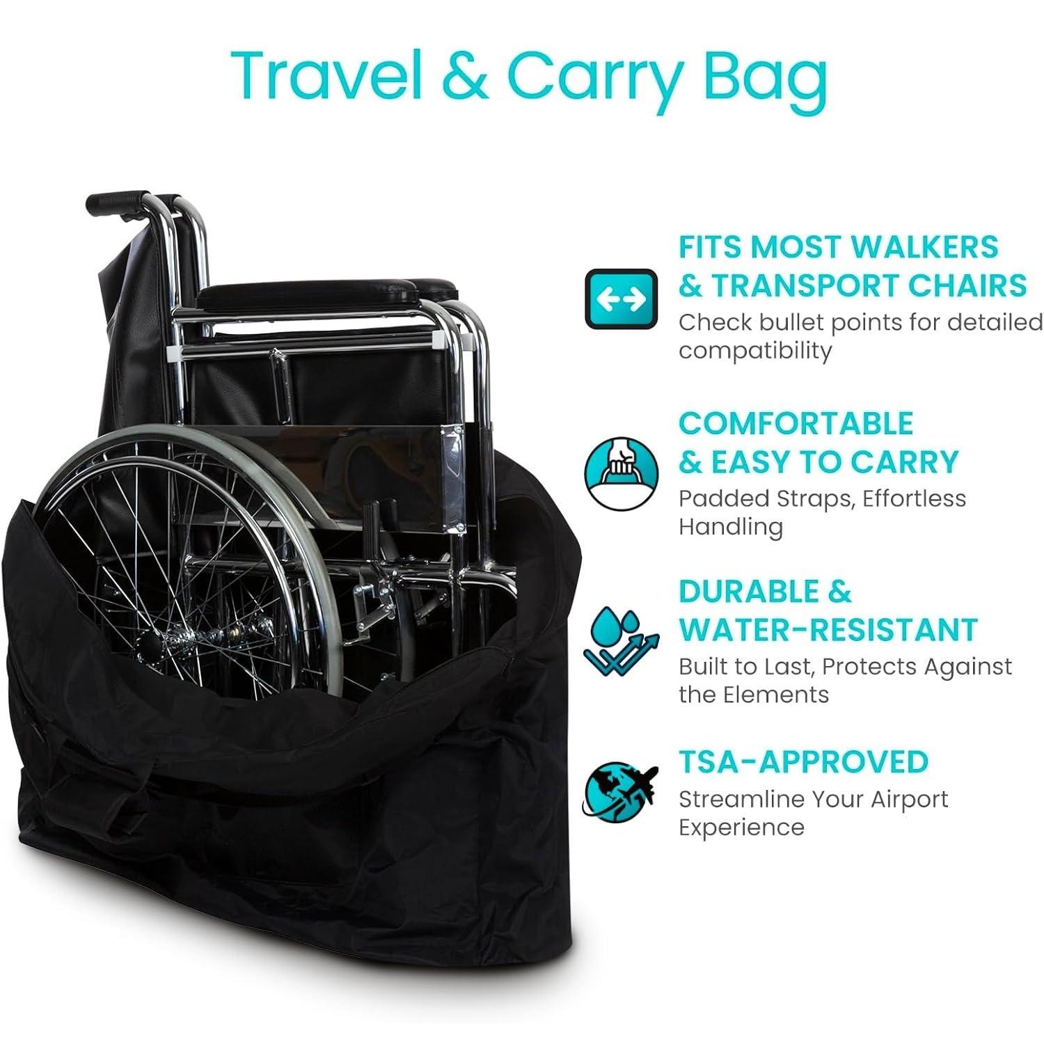 PenRux PenRux Rollator Travel Bag, Waterproof Wheelchair Bag for Folding Walker Large Capacity Oxford Cloth Wheelchair Transport Bag, 45.3x31.5x15.7inch