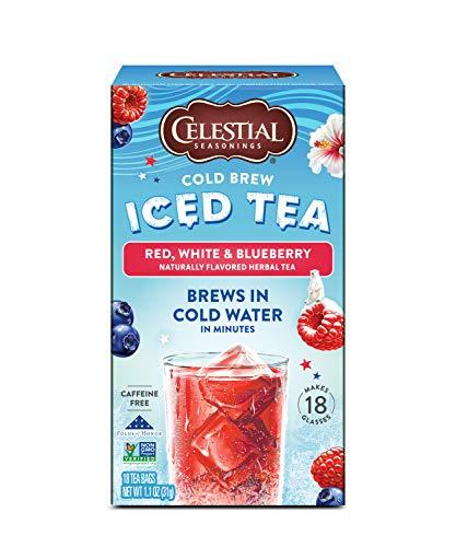 Celestial Seasonings Celestial Seasonings Cold Brew Iced Tea, Red, White & Blueberry, Caffeine Free, 18 Tea Bags (Pack of 6)